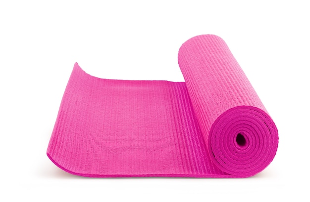 Tapis de yoga de couleur bleue sur fond