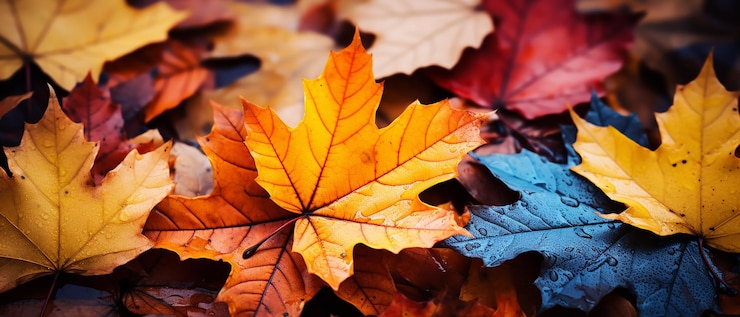 Photo tapisserie d'automne gros plan de feuilles colorées dans un jardin