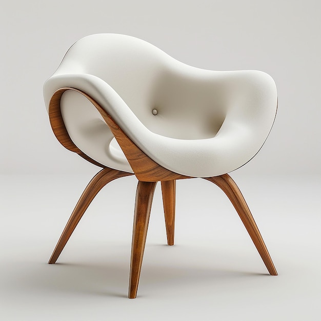 Tapisserie de chaise de luxe de couleur blanche sur fond blanc pour chambre moderne intérieure