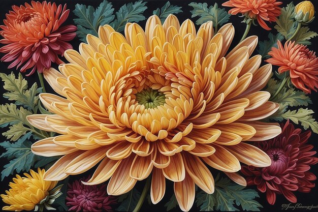 Tapisserie en chrysanthème