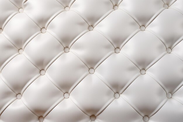 Tapisserie en cuir blanc Texture close-up en cuir authentique avec couture rhombique blanche