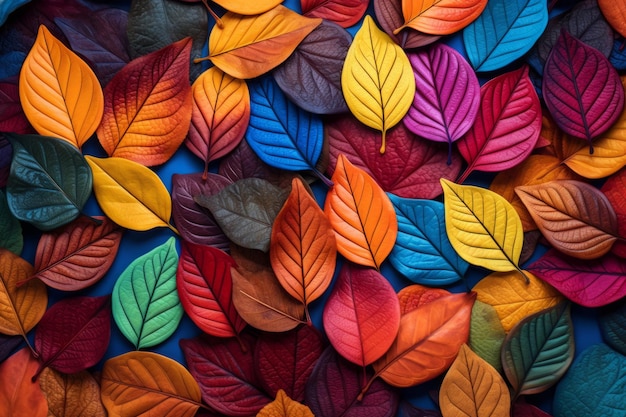 La tapisserie vibrante de l'automne Une feuille tombée colorée et brillante Arrière-plan AR 32