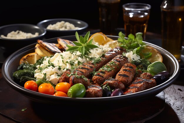 Tarif délicieux Cuisse de poulet Légumes Yaourt sur assiette Dîner sain Générative AI