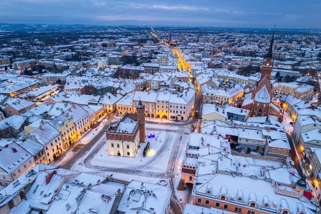 Tarnow Townscape Vue aérienne de drone en hiver