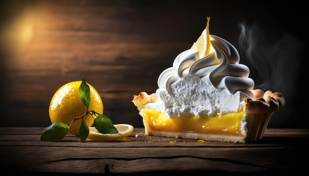 Une tarte au citron avec un citron sur le dessus