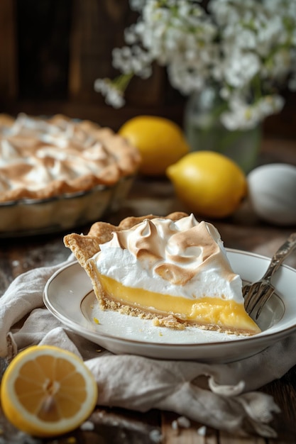 Photo tarte au citron meringuée dorée sur tablexa