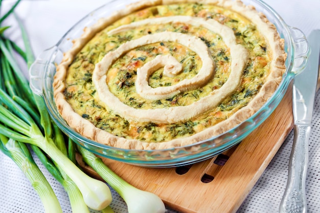 Tarte au fromage de chèvre et oignons verts