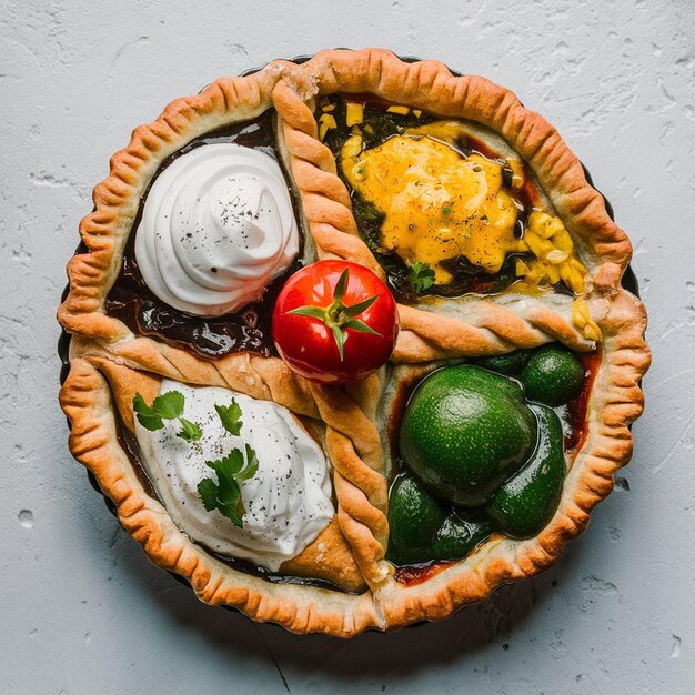 Photo tarte au pirog avec différentes garnitures