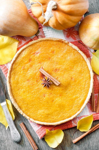 Tarte au potiron épicée maison à la cannelle