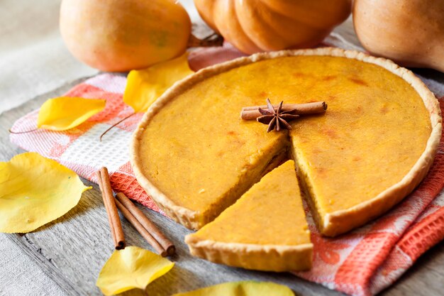 Tarte au potiron épicée maison à la cannelle