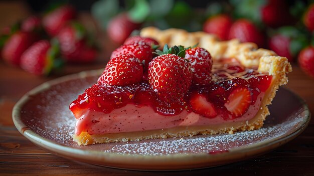 Photo une tarte aux fraises avec un glaçage blanc