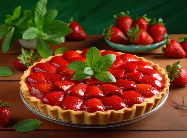 Photo tarte aux fraises illustration ai generativexa