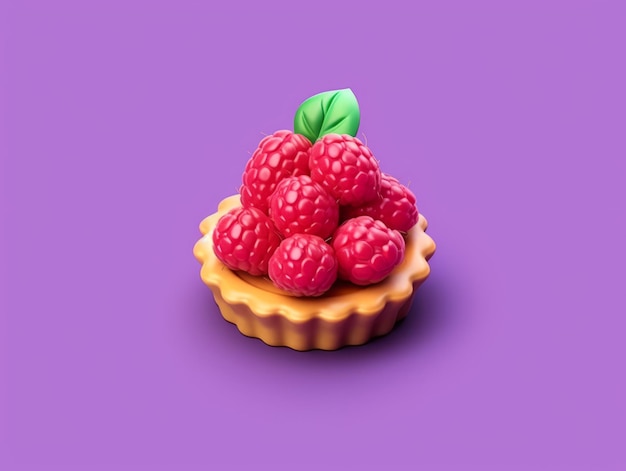 Tarte aux framboises 3D isolée