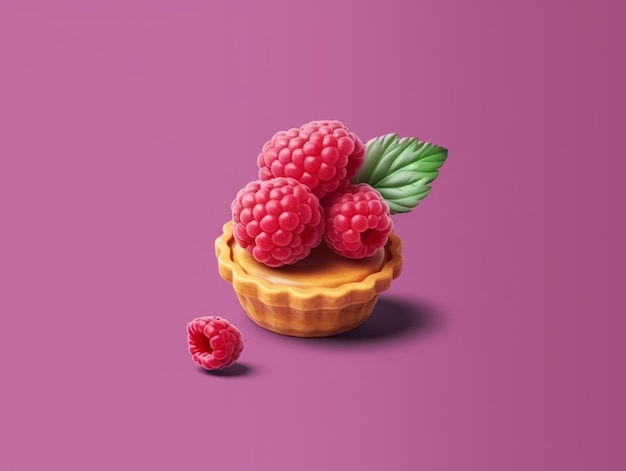 Tarte aux framboises 3D isolée