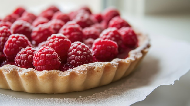 Une tarte aux framboises douces traditionnelle faite maison