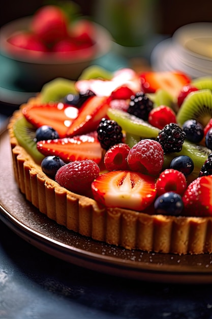 une tarte aux fruits avec une croûte brune