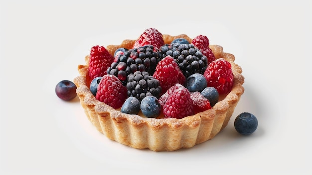 Tarte aux fruits sur fond blanc isolé