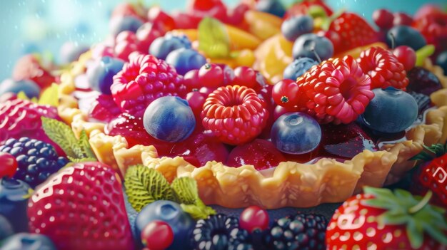 Photo une tarte aux fruits avec un mélange de baies vibrantes représentant les combinaisons diverses et colorées de