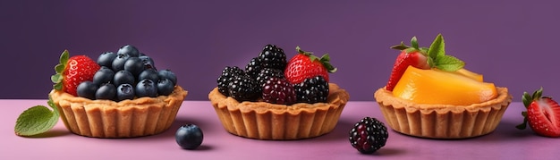 Une tarte aux fruits avec des mûres en arrière-plan