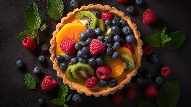 Une tarte aux fruits avec une pâte à tarte