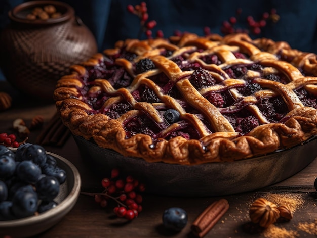 Tarte aux myrtilles américaine traditionnelle faite maison AI générative