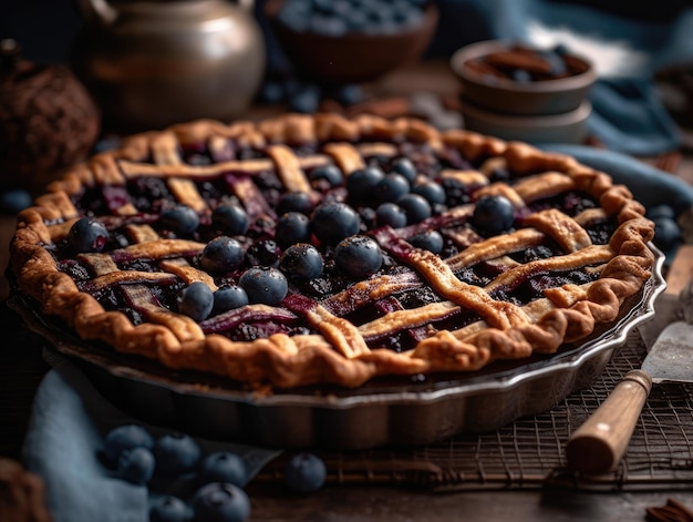 Tarte aux myrtilles américaine traditionnelle faite maison AI générative