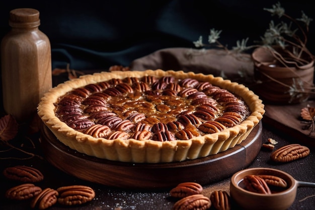 Tarte aux noix de pécan Pâtisseries traditionnelles Cuisine américaine IA générative