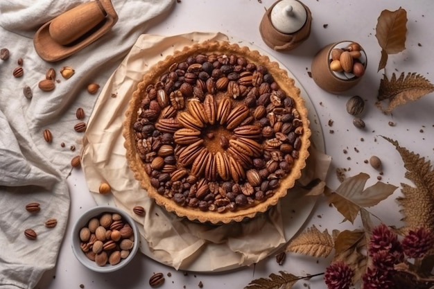 Tarte aux noix de pécan Pâtisseries traditionnelles Cuisine américaine IA générative