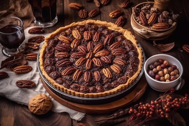 Tarte aux noix de pécan Pâtisseries traditionnelles Cuisine américaine IA générative