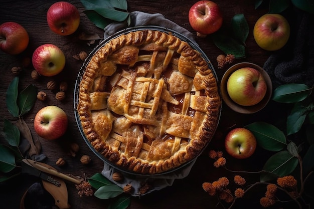 Tarte aux pommes américaine fraîche AI générative