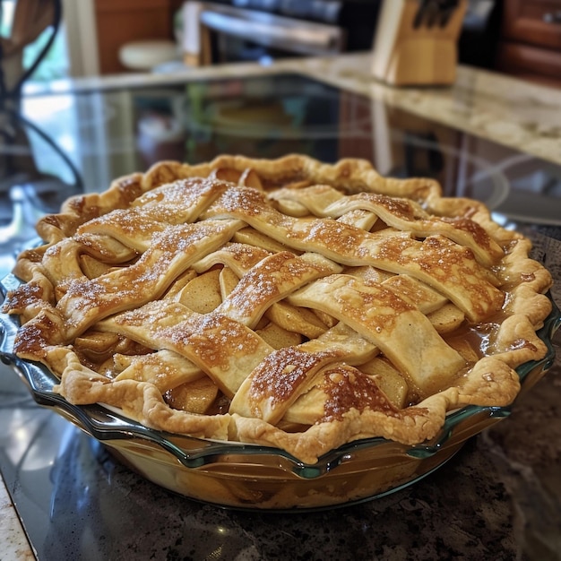 La tarte aux pommes Charlotte faite à la maison dans la cuisine