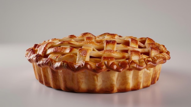 Une tarte aux pommes sur un fond blanc isolé