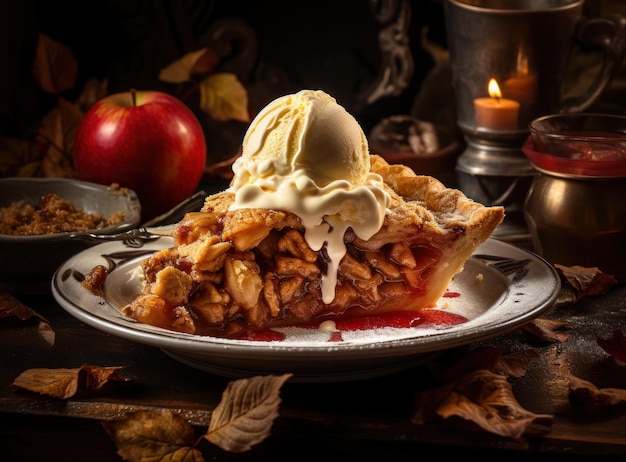 Tarte aux pommes avec glace