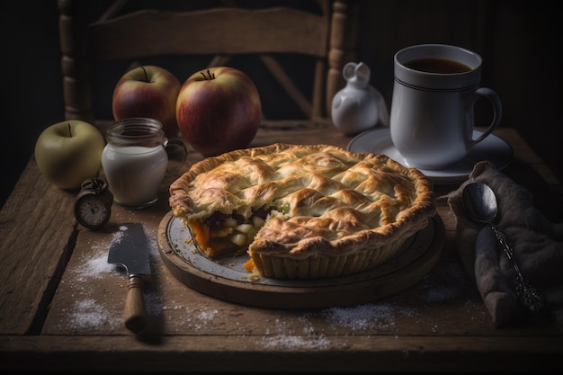 Tarte aux pommes Illustration IA générative