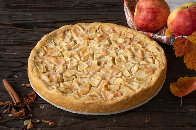 Tarte aux pommes maison Charlotte aux pommes rouges et jaunes