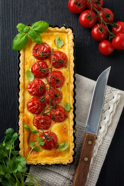 Tarte aux tomates cerises et fromage