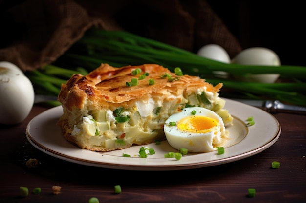 Tarte champêtre aux œufs durs et oignons verts