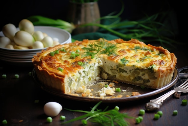 Tarte champêtre aux œufs durs et oignons verts