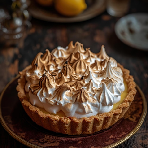 Une tarte avec de la chantilly dessus