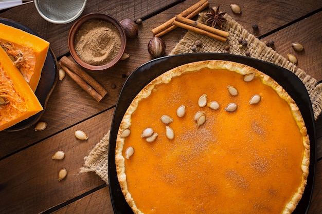 Tarte à la citrouille américaine à la cannelle et à la muscade