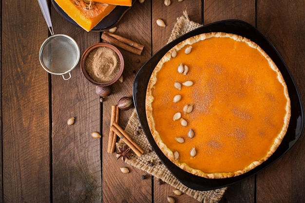 Tarte à la citrouille américaine à la cannelle et à la muscade