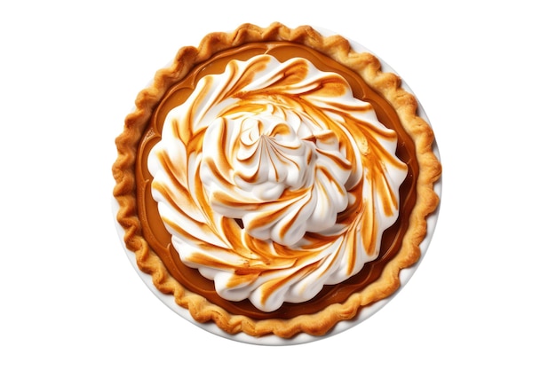 Tarte à la citrouille de Thanksgiving isolée sur la vue de dessus de fond transparent blanc