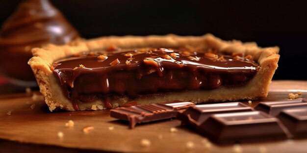 Tarte à la confiture de chocolat fond flou AI Generateand