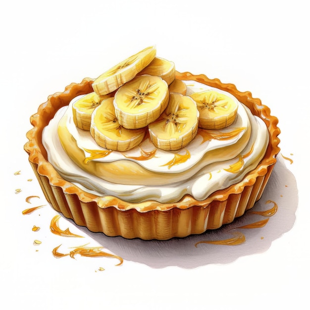 Photo une tarte à la crème de banane avec des tranches de banane dessus.