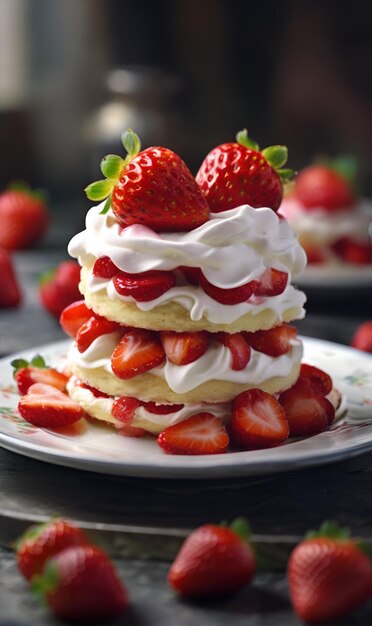 Une tarte avec de la crème protéinée et des fraises.