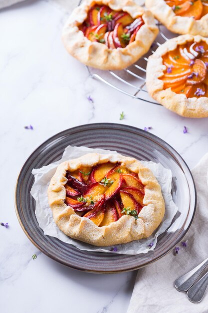 Tarte galette de fruits de saison maison aux pêches aux nectarines