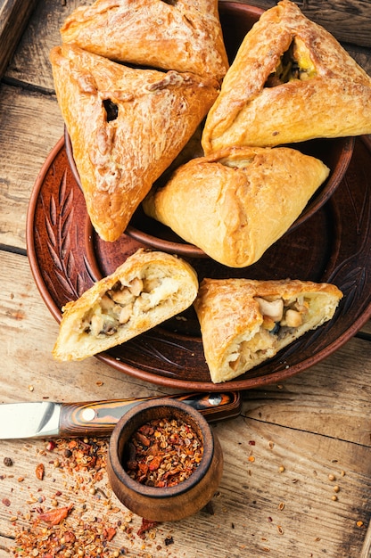 Tarte russe à la viande et aux champignons, kurnik