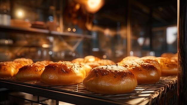 Des tartes et des petits pains fraîchement cuits à la boulangerie