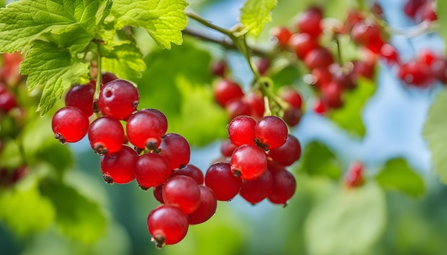 Photo un tas de baies rouges sont sur une branche