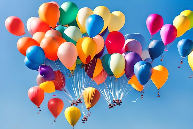 Un tas de ballons colorés avec le numéro 1 dessus